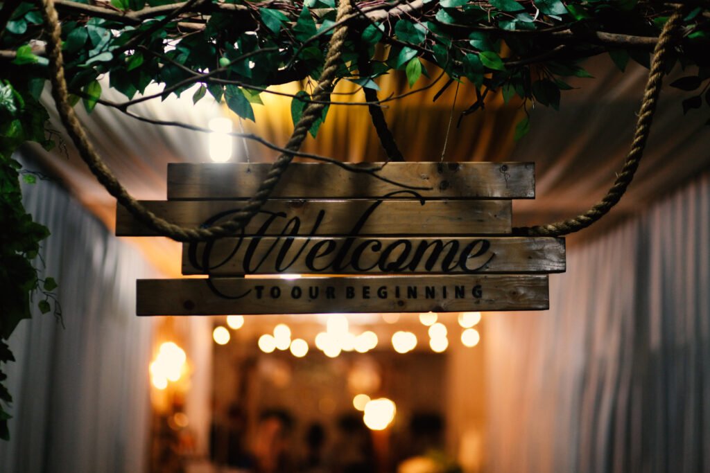 rustic welcome sign