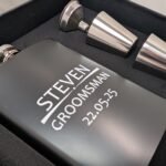 uv dtf example on black hip flask