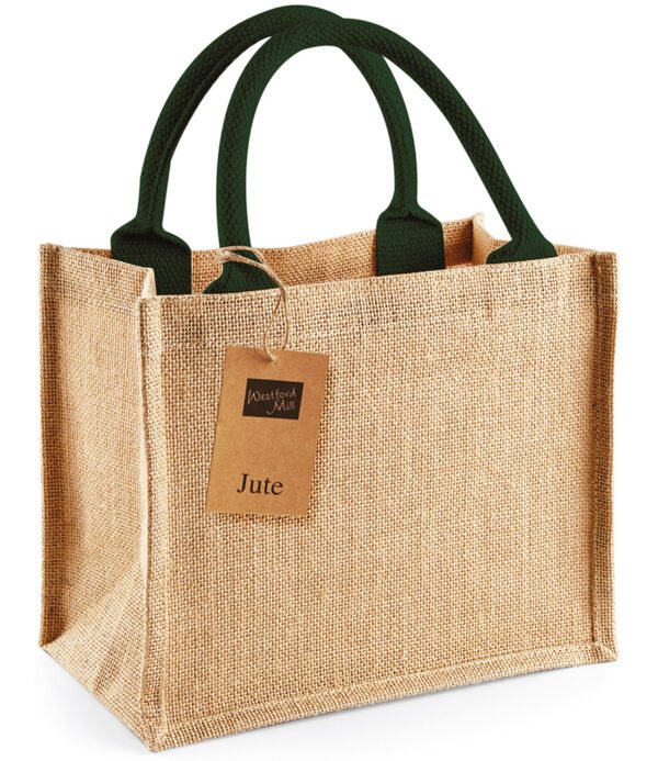 w412 natural/forest green jute bag