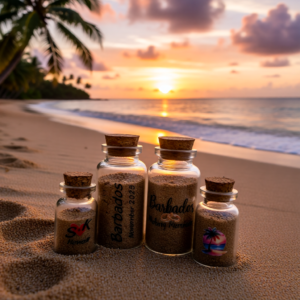 sand bottles on the beach
