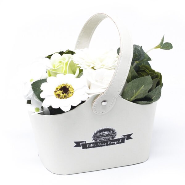 petite soap flower basket_pastel green