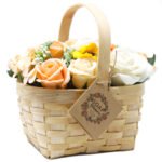 soap flower_wicker basket_orange_lge