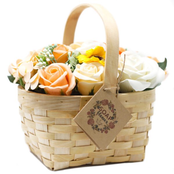 soap flower_wicker basket_orange_lge