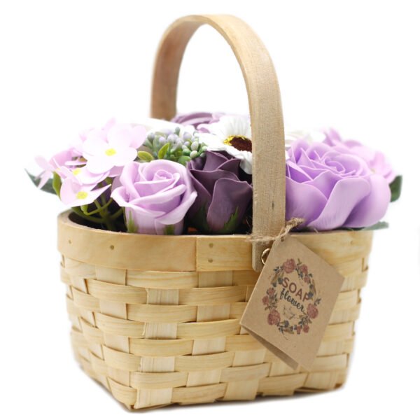soap flower_wicker basket_lilac_lge