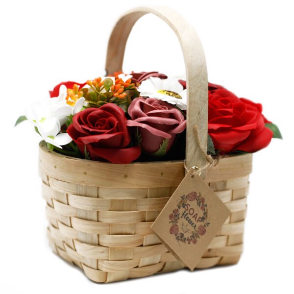 soap flower_wicker basket_red_lge